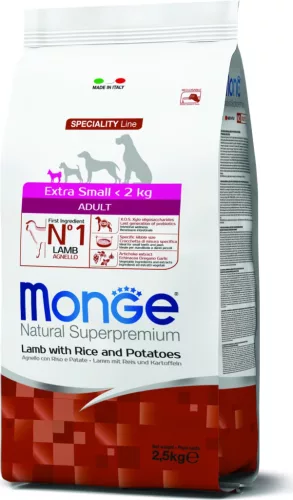 Monge Dog Speciality Line Extra Small Bárány, rizs & burgonya - Adult 2,5 kg