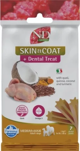 N&D Quinoa Dog Jutalomfalat Skin & Coat Quail Adult Med & Max 100 g