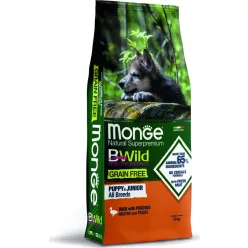   Monge BWild Grain Free Dog PUPPY/JUNIOR Kacsa & burgonya 12 kg 