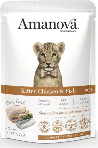 AmaNova Cat GF Pouch P09 Kitten Chicken & Fish 85 g