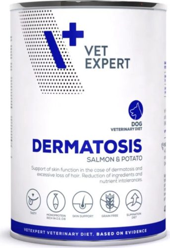 VetExpert Veterinary Diet Dermatosis konzerv kutyáknak lazac & burgonya 400 g