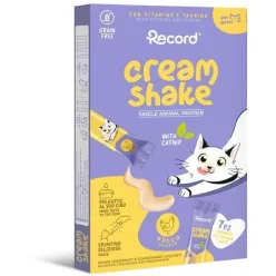   RECORD CREAM SHAKE Nedves Jutalomfalat Macskáknak Csirke és Macskamenta 7 x 12 g