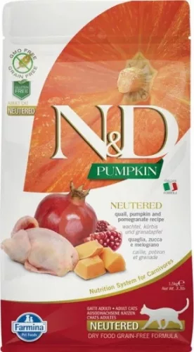 N&D Cat Grain Free Pumpkin fürj ivartalanított 1,5 kg