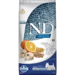   N&D Dog Ocean tőkehal, tönköly, zab & narancs adult mini 7 kg
