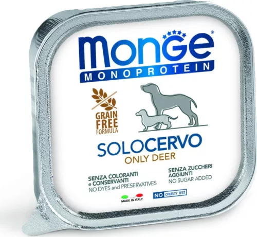 Monge Dog MONOPROTEIN Paté 100% szarvas 150 g KARTON - 4 db