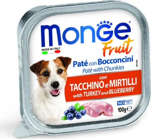 Monge Dog Fruit Paté&Chunkies pulyka-áfonya 100 g  KARTON - 4 db