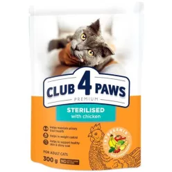   CLUB 4 PAWS Premium Sterilizált Macskáknak Csirkés Száraz Macskaeledel 300 g