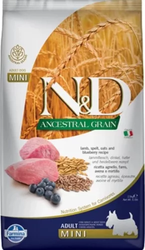 N&D Dog Ancestral Grain bárány, tönköly, zab & áfonya adult mini 2,5 kg