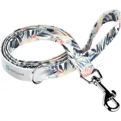   April&June kék és rózsaszín trópusi levél mintás póráz