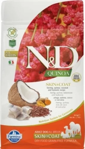 N&D Quinoa Dog Skin & coat hering & coconut adult mini 800 g