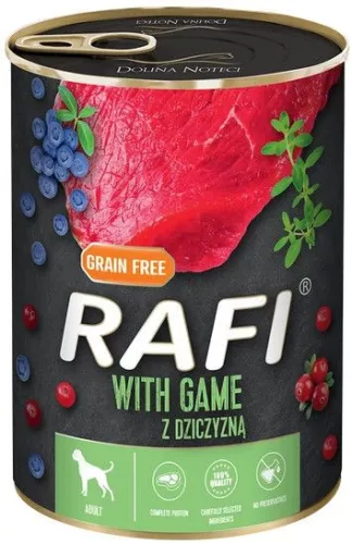 RAFI kutya pástétom vad, vörös- és kék áfonyával konzerv 400 g