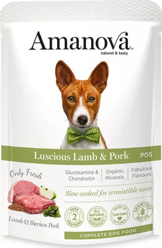 AmaNova Dog GF Pouch Adult Luscious Lamb & Pork P05 300 g