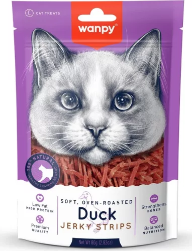 Wanpy CAT Soft Duck Jerky Strips for Cat 80 g