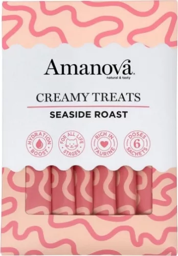 Amanova Creamy Treats – Seaside Roast – tonhal, csirkemáj 6 x 15 g