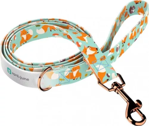 April&June Róka mintás zöld póráz