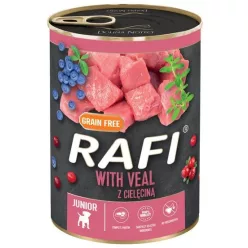   RAFI Junior kutya pástétom borjú, vörös- és kék áfonyával konzerv 400 g