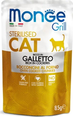 Monge Cat Grill Pouch STERILISED kakas 85 g KARTON - 4 db
