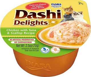 Inaba Cat Dashi Delights nedves macskaeledel - csirke, tonhal, fésűkagyló 70 g