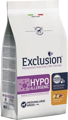 Exclusion Hypoallergenic Duck & Potato Medium & Large Breed kutya gyógytáp 12 kg