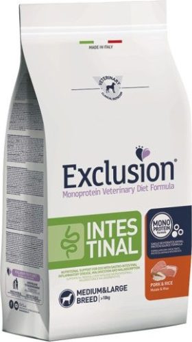Exclusion Intestinal Pork & Rice Medium & Large Breed kutya gyógytáp 12 kg