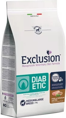 Exclusion Diabetic Pork & Sorghum Medium & Large Breed kutya gyógytáp 12 kg