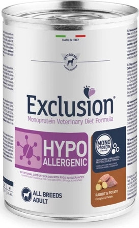 Exclusion Hypoallergenic Rabbit & Potato Canned kutya gyógytáp 400 g