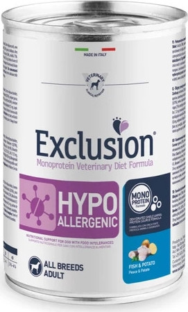 Exclusion Hypoallergenic Fish & Potato Canned kutya gyógytáp 400 g