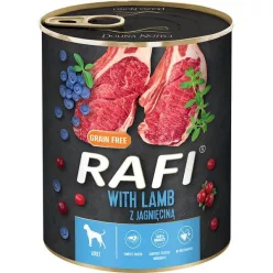   RAFI kutya pástétom bárány, vörös- és kék áfonyával konzerv 800 g