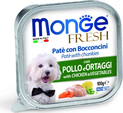 Monge Dog Fresh Paté&Chunkies csirke-zöldség 100 g  KARTON - 4 db