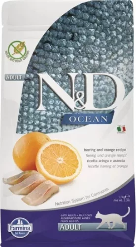 N&D Cat Ocean hering & narancs adult 1,5 kg