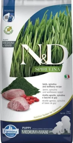 N&D Spirulina Dog bárány puppy medium/maxi 7 kg