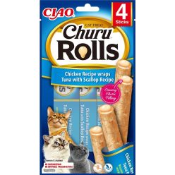 Inaba Cat Churu Rolls - tonhal, fésűkagylóval 4 x 10 g Inaba Cat Churu Rolls - tonhal, fésűkagylóval 4 x 10 g