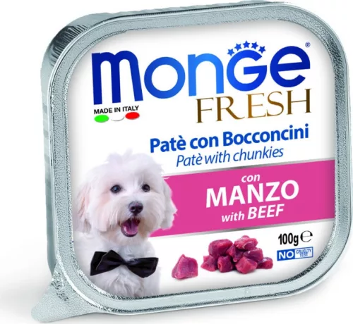 Monge Dog Fresh Paté&Chunkies marha 100 g KARTON - 4 db