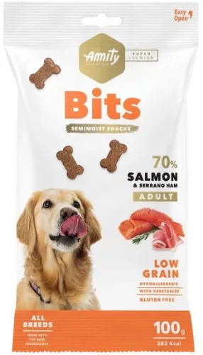Amity Hypoallergen Bits Salmon-Serrano Ham Jutalomfalat 100 g