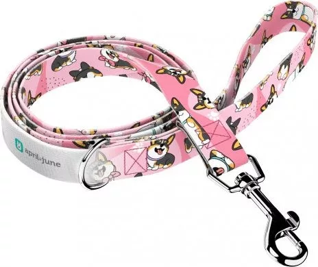 April&June Pembroke Welsh Corgi trikolor rózsaszín póráz
