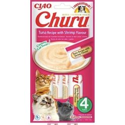 Inaba Cat Ciao Churu krémes macskaeledel - tonhal, garnélarák 4 x 14 g   Inaba Cat Ciao Churu krémes macskaeledel - tonhal, garnélarák 4 x 14 g