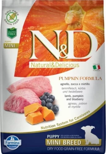 N&D Dog Grain Free bárány & áfonya sütőtökkel puppy mini 7 kg