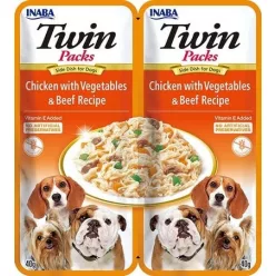   Inaba Dog Twin Packs zselés kutyaeledel - csirke zöldségekkel, marha 2 x 40 g