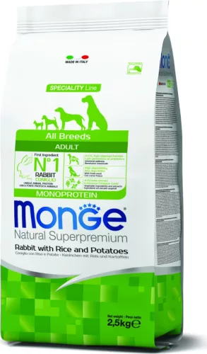 Monge Dog Speciality Line All Breeds Nyúl, rizs és burgonya - Adult 2,5 kg 