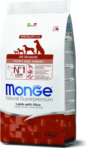 Monge Dog Speciality Line All Breeds Bárány & rizs - Puppy 2,5 kg