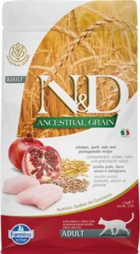 N&D Cat Ancestral Grain csirke, tönköly, zab & gránátalma adult 1,5 kg
