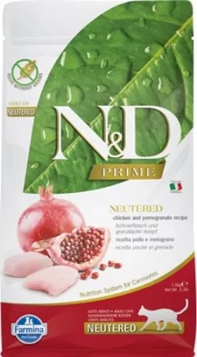 N&D Cat Prime csirke & gránátalma adult ivartalanított 1,5 kg