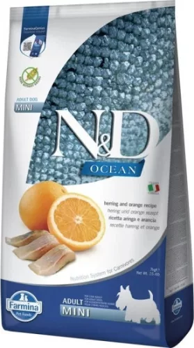 N&D Ocean Dog hering & narancs adult mini 7 kg