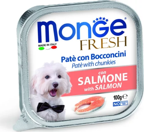 Monge Dog Fresh Paté&Chunkies lazac 100 g  KARTON - 4 db