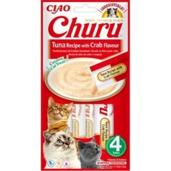 Inaba Cat Ciao Churu krémes macskaeledel - tonhal, rák 4 x 14 g   Inaba Cat Ciao Churu krémes macskaeledel - tonhal, rák 4 x 14 g
