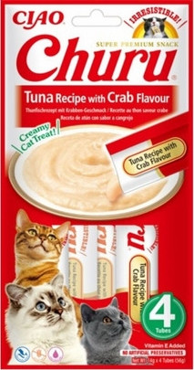 Inaba Cat Ciao Churu krémes macskaeledel - tonhal, rák 4 x 14 g
