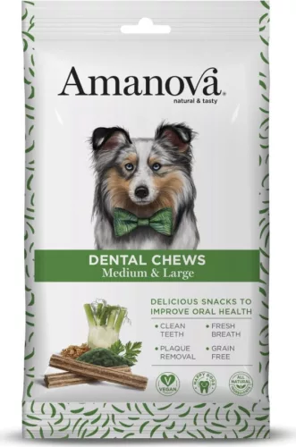 AmaNova Dog GF Snacks Dental Chews Medium/Large Vegan 180 g