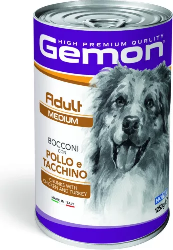 Gemon Dog konzerv Adult Medium Csirke & Pulyka 1250 g  KARTON - 12 db