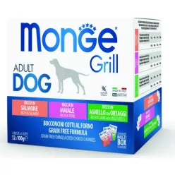   Monge Dog Grill MULTIBOX ADULT lazac-sertés-bárány/zöldség 12 x 100 g 