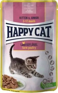 Happy Cat Kitten & Junior baromfis 85 g
